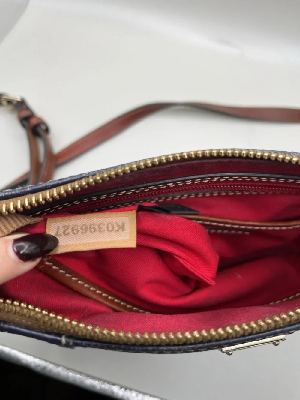 Dooney & Bourke Lexington Crossbody Dark Blue Pebble Grain Leather Bag VTG